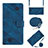 Funda de Cuero Cartera con Soporte Carcasa YB2 para Samsung Galaxy S22 Ultra 5G Azul