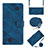 Funda de Cuero Cartera con Soporte Carcasa YB2 para Xiaomi Poco C55 Azul