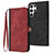 Funda de Cuero Cartera con Soporte Carcasa YX1 para Samsung Galaxy S22 Ultra 5G Rojo