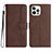 Funda de Cuero Cartera con Soporte Carcasa YX2 para Apple iPhone 14 Pro Max Marron