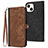 Funda de Cuero Cartera con Soporte Carcasa YX3 para Apple iPhone 13 Marron