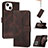 Funda de Cuero Cartera con Soporte Carcasa YX4 para Apple iPhone 13 Marron