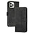 Funda de Cuero Cartera con Soporte Carcasa YX4 para Apple iPhone 13 Pro Negro