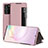 Funda de Cuero Cartera con Soporte Carcasa ZL2 para Samsung Galaxy Note 20 5G Oro Rosa