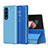Funda de Cuero Cartera con Soporte Espejo Carcasa L01 para Samsung Galaxy Z Fold3 5G Azul