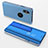 Funda de Cuero Cartera con Soporte Espejo Carcasa L02 para Apple iPhone X Azul