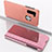Funda de Cuero Cartera con Soporte Espejo Carcasa L04 para Samsung Galaxy A11 Oro Rosa