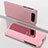 Funda de Cuero Cartera con Soporte Espejo Carcasa M01 para Samsung Galaxy A90 4G Oro Rosa