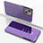 Funda de Cuero Cartera con Soporte Espejo Carcasa para Apple iPhone 13 Mini Morado