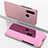 Funda de Cuero Cartera con Soporte Espejo Carcasa para Huawei P Smart+ Plus Oro Rosa
