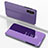 Funda de Cuero Cartera con Soporte Espejo Carcasa para Samsung Galaxy A14 5G Purpura Claro