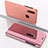 Funda de Cuero Cartera con Soporte Espejo Carcasa para Samsung Galaxy M20 Oro Rosa