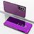 Funda de Cuero Cartera con Soporte Espejo Carcasa para Samsung Galaxy S22 5G Morado