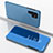 Funda de Cuero Cartera con Soporte Espejo Carcasa para Samsung Galaxy S22 Ultra 5G Azul Cielo