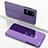 Funda de Cuero Cartera con Soporte Espejo Carcasa para Xiaomi Poco F4 5G Purpura Claro