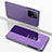 Funda de Cuero Cartera con Soporte Espejo Carcasa QH1 para Xiaomi Mi 11T 5G Purpura Claro