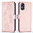 Funda de Cuero Cartera con Soporte Flores Carcasa BF1 para Oppo A17 Oro Rosa