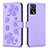 Funda de Cuero Cartera con Soporte Flores Carcasa BF1 para Oppo A54s Morado