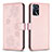 Funda de Cuero Cartera con Soporte Flores Carcasa BF1 para Oppo A54s Oro Rosa