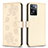 Funda de Cuero Cartera con Soporte Flores Carcasa BF1 para Oppo A57 4G Oro