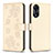 Funda de Cuero Cartera con Soporte Flores Carcasa BF1 para Oppo A58 5G Oro