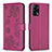 Funda de Cuero Cartera con Soporte Flores Carcasa BF1 para Oppo F19 Rosa Roja