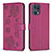 Funda de Cuero Cartera con Soporte Flores Carcasa BF1 para Oppo Find X5 Pro 5G Rosa Roja