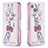 Funda de Cuero Cartera con Soporte Flores Carcasa L01 para Apple iPhone 14 Plus Rosa