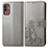 Funda de Cuero Cartera con Soporte Flores Carcasa para Samsung Galaxy M13 5G Gris