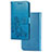 Funda de Cuero Cartera con Soporte Flores Carcasa para Samsung Galaxy Note 20 5G Azul