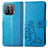 Funda de Cuero Cartera con Soporte Flores Carcasa para Xiaomi Mi 11 Pro 5G Azul