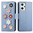 Funda de Cuero Cartera con Soporte Flores Carcasa S02D para Oppo Reno7 A Azul