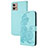Funda de Cuero Cartera con Soporte Flores Carcasa Y01X para Motorola Moto G32 Azul Claro