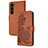 Funda de Cuero Cartera con Soporte Flores Carcasa Y01X para Samsung Galaxy S22 Plus 5G Marron