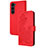 Funda de Cuero Cartera con Soporte Flores Carcasa Y01X para Samsung Galaxy S23 5G Rojo