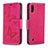 Funda de Cuero Cartera con Soporte Mariposa Carcasa B01F para Samsung Galaxy M10 Rosa Roja