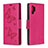 Funda de Cuero Cartera con Soporte Mariposa Carcasa B01F para Samsung Galaxy Note 10 Plus 5G Rosa Roja