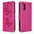 Funda de Cuero Cartera con Soporte Mariposa Carcasa B01F para Samsung Galaxy S20 5G Rosa Roja