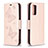 Funda de Cuero Cartera con Soporte Mariposa Carcasa B01F para Xiaomi Poco M3 Oro Rosa