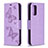 Funda de Cuero Cartera con Soporte Mariposa Carcasa B01F para Xiaomi Poco M3 Purpura Claro