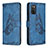 Funda de Cuero Cartera con Soporte Mariposa Carcasa B02F para Samsung Galaxy M02s Azul