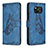 Funda de Cuero Cartera con Soporte Mariposa Carcasa B02F para Xiaomi Poco X3 NFC Azul