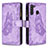 Funda de Cuero Cartera con Soporte Mariposa Carcasa B03F para Samsung Galaxy A21 Purpura Claro