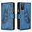 Funda de Cuero Cartera con Soporte Mariposa Carcasa B03F para Samsung Galaxy M02s Azul