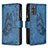 Funda de Cuero Cartera con Soporte Mariposa Carcasa B03F para Samsung Galaxy S20 5G Azul