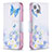 Funda de Cuero Cartera con Soporte Mariposa Carcasa L01 para Apple iPhone 14 Plus Azul