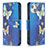 Funda de Cuero Cartera con Soporte Mariposa Carcasa L07 para Apple iPhone 13 Mini Azul