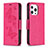 Funda de Cuero Cartera con Soporte Mariposa Carcasa L09 para Apple iPhone 13 Pro Rosa Roja