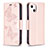 Funda de Cuero Cartera con Soporte Mariposa Carcasa L09 para Apple iPhone 13 Rosa