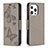 Funda de Cuero Cartera con Soporte Mariposa Carcasa L09 para Apple iPhone 14 Pro Max Gris Oscuro